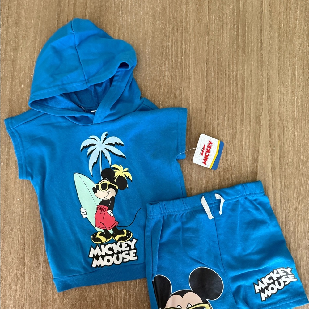NWT! Disney Retro 90 Style Mickey Mouse, 2PC short set/Blue-Boys size 4T